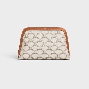 Celine COSMETIC POUCH IN TRIOMPHE CANVAS AND CALFSKIN
